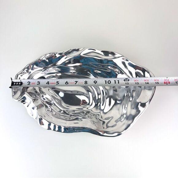 BEATRIZ BALL Oyster Bowl Ocean Platter 15” Aluminum With Two Spoons - Picture 11 of 16